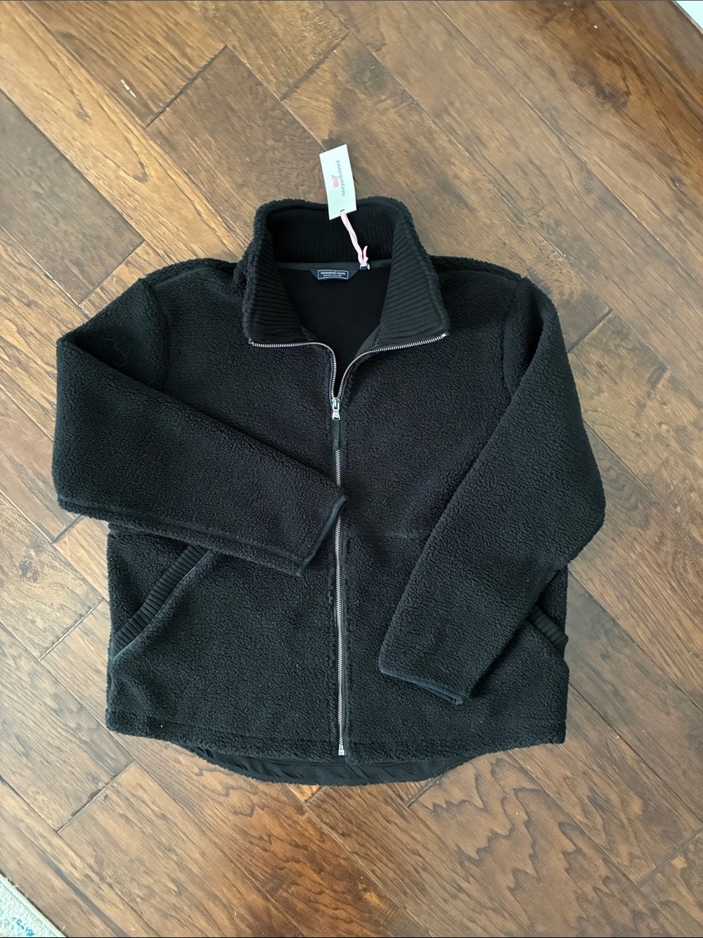 Vineyard Vines Black Sherpa Zip-Up Jacket
